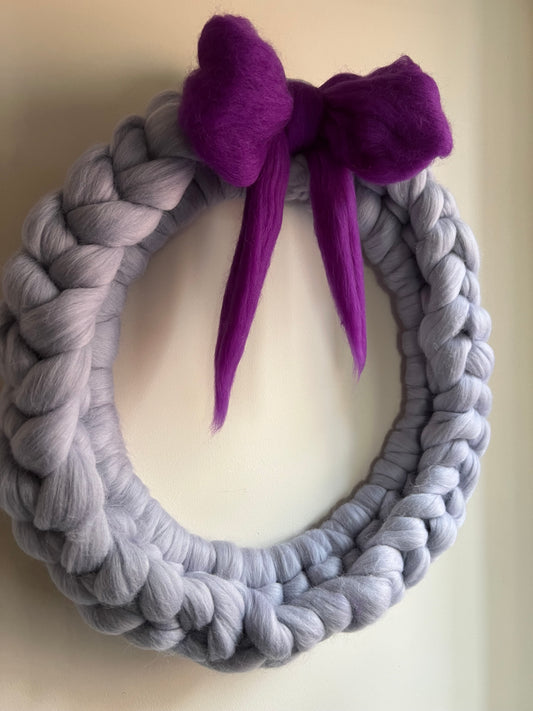 Spring Chunky Knit Merino Wreath with Bow at LYTHAM HALL