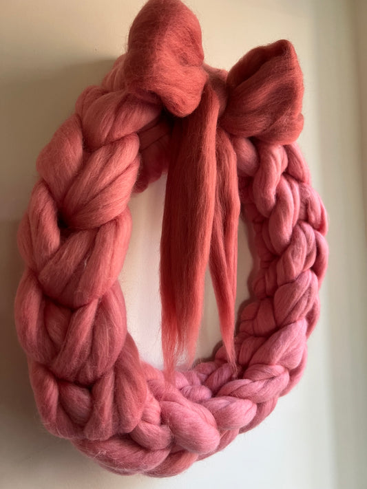 Spring Chunky Knit Merino Wreath with Bow at LYTHAM HALL
