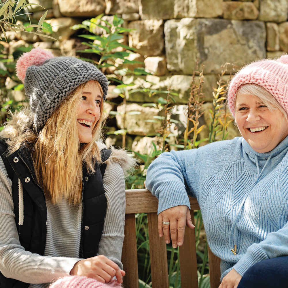 Chunky Knit Merino Wool Bobble Hat - Granite & Candy Floss