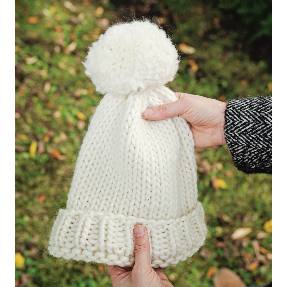 Chunky Knit Merino Wool Bobble Hat - Natural White