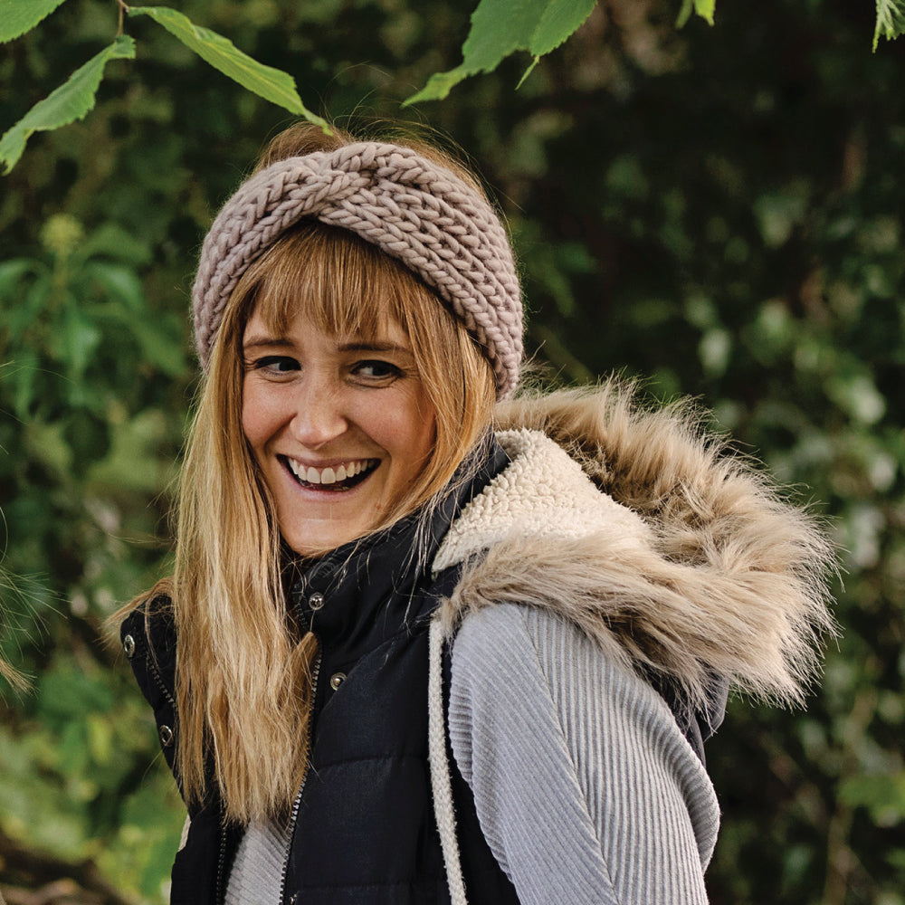 Chunky Knit Merino Wool Headband - Mink