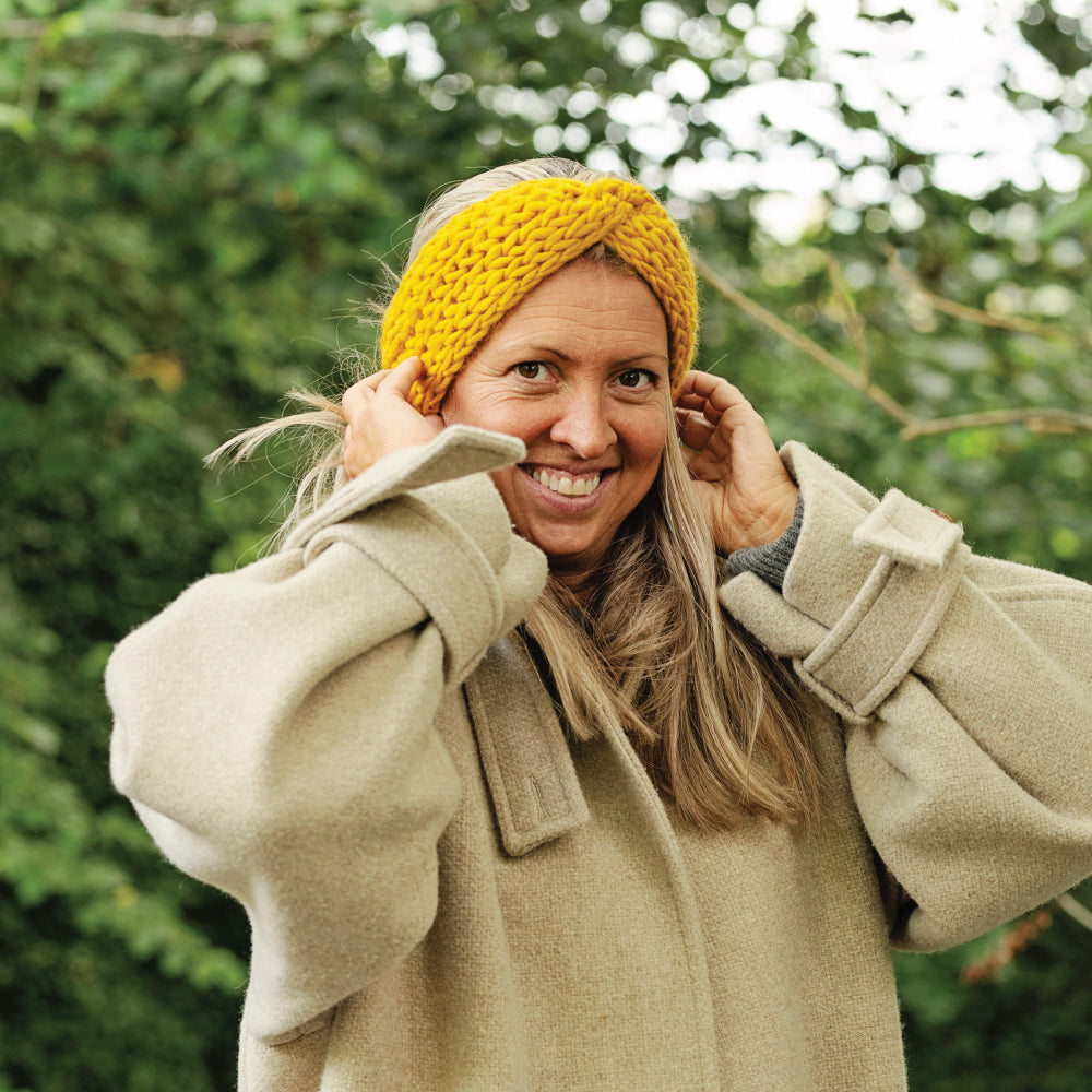 Chunky Knit Merino Wool Headband - Mustard