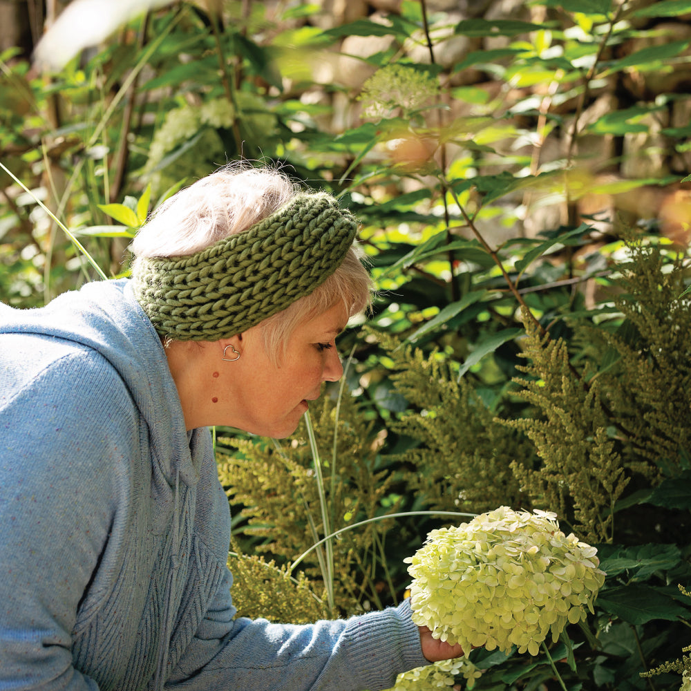 Chunky Knit Merino Wool Headband - Olive