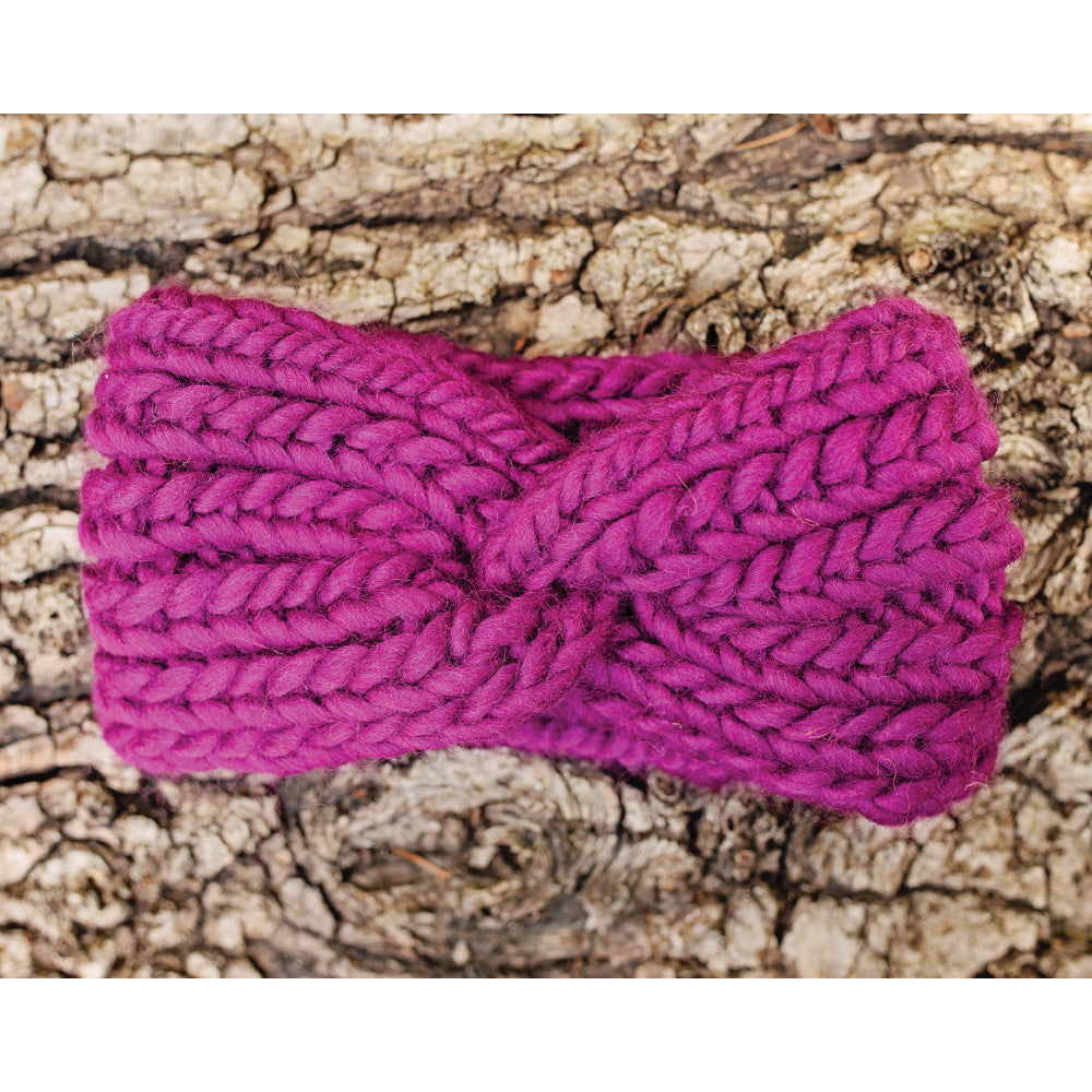 Chunky Knit Merino Wool Headband - Raspberry