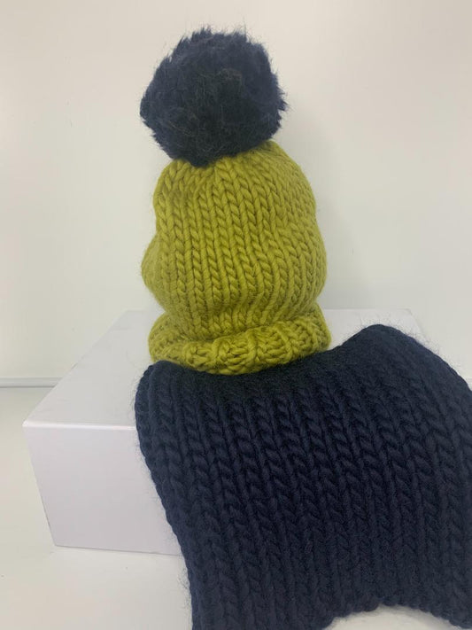 Chunky Knit Merino Wool Snood - Navy