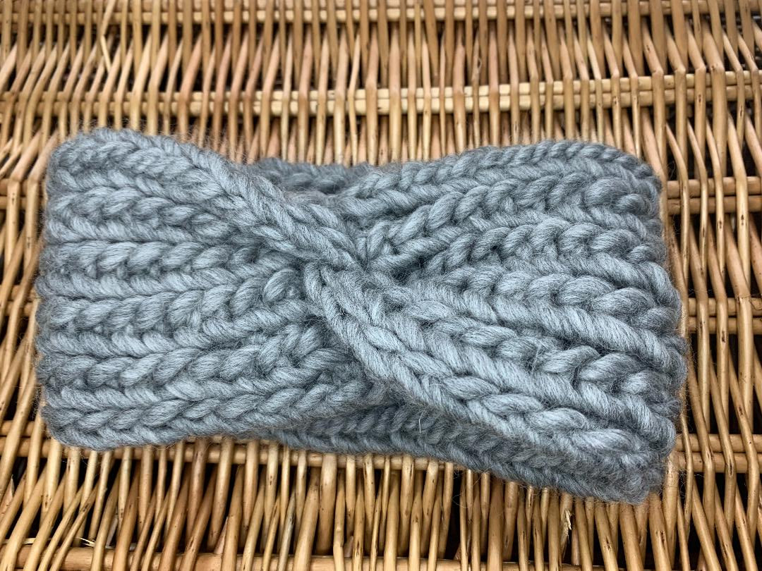 Chunky Knit Merino Wool Headband - Granite