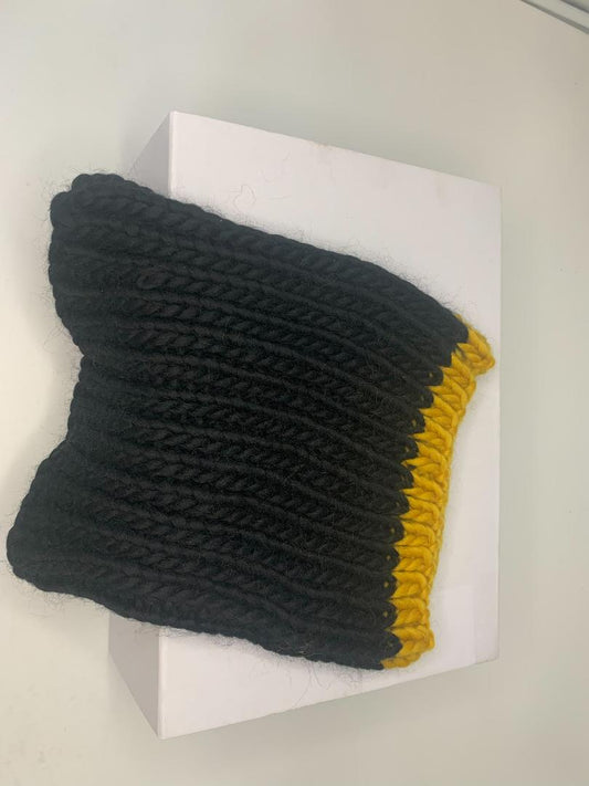 Chunky Knit Merino Wool Snood - Black & Mustard