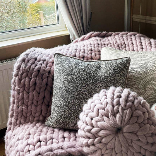 Made-to-Order Chunky Knit Merino Wool Round Cushion