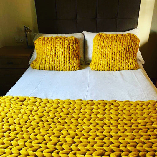 Made-to-Order Chunky Knit Merino Wool Square Cushion