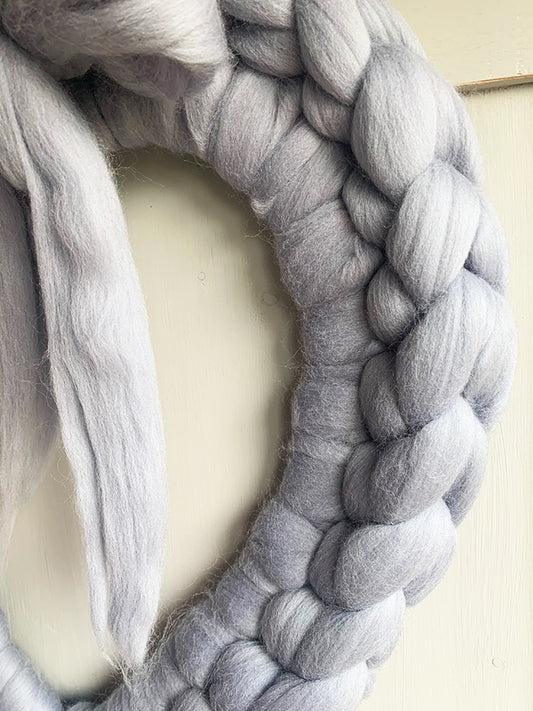 Heart Wreath - Chunky Knit Merino Wool - Ash Grey