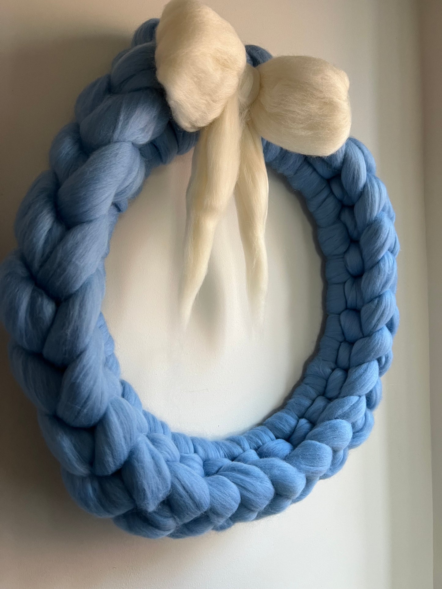 Spring Chunky Knit Merino Wreath with Bow at EDEN TEA ROOM & GALLERIES