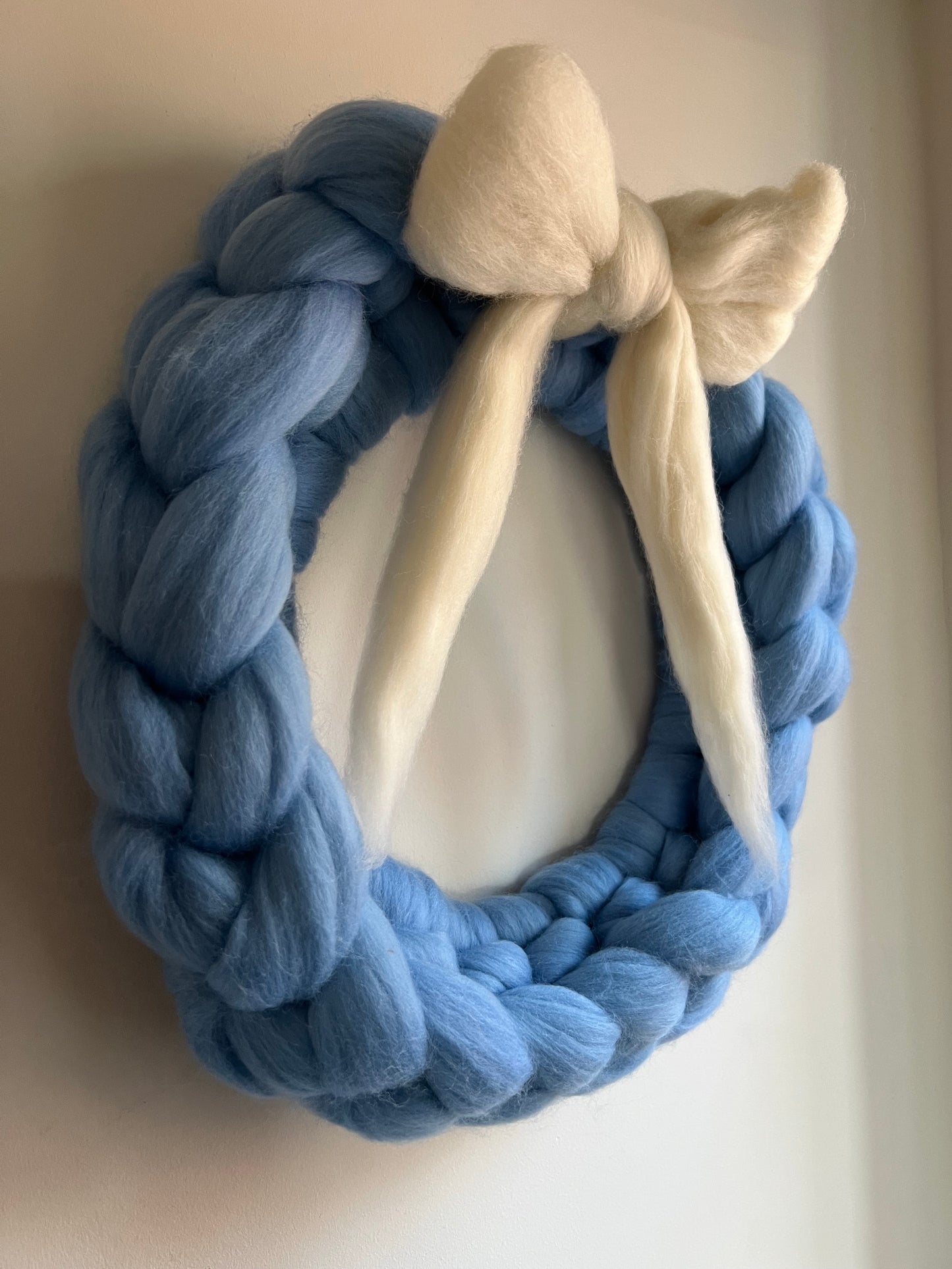 Spring Chunky Knit Merino Wreath with Bow at EDEN TEA ROOM & GALLERIES