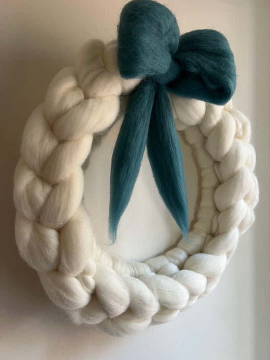 Spring Chunky Knit Merino Wreath with Bow at EDEN TEA ROOM & GALLERIES