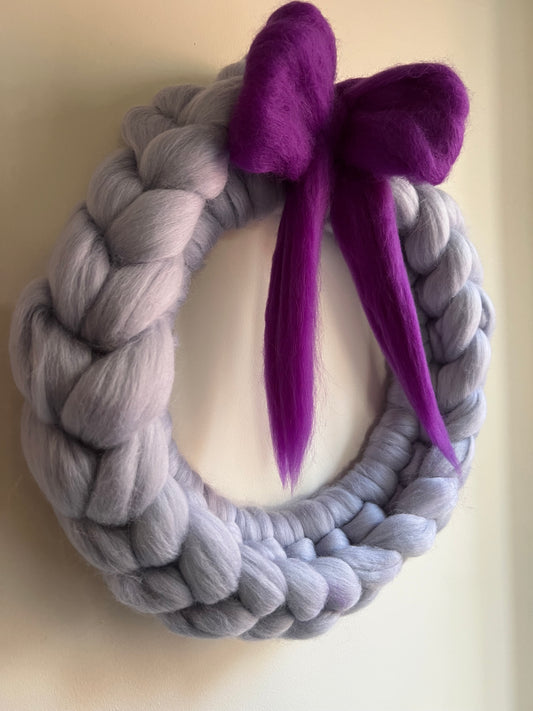 Spring Chunky Knit Merino Wreath with Bow at EDEN TEA ROOM & GALLERIES