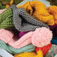 Chunky Knit Merino Wool Bobble Hat - Candy Floss