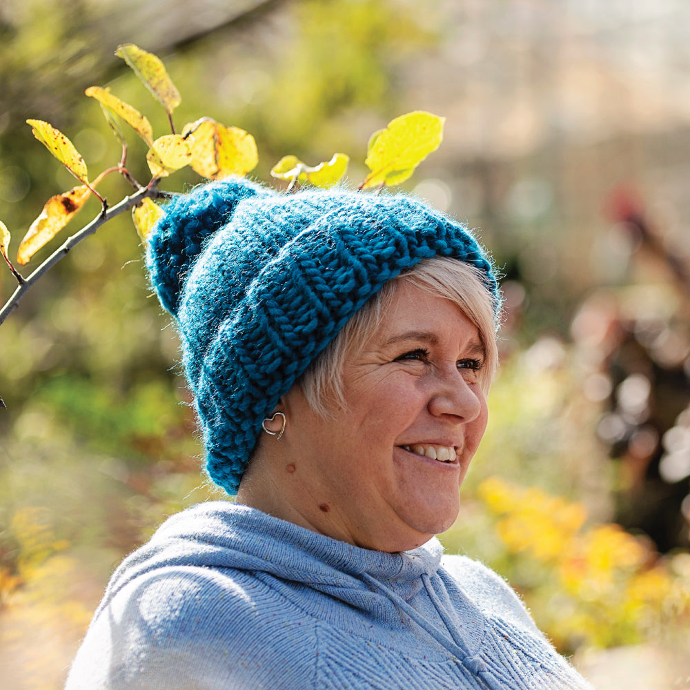 Chunky Knit Merino Wool Bobble Hat - Aquamarine