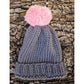 Chunky Knit Merino Wool Bobble Hat - Granite & Candy Floss