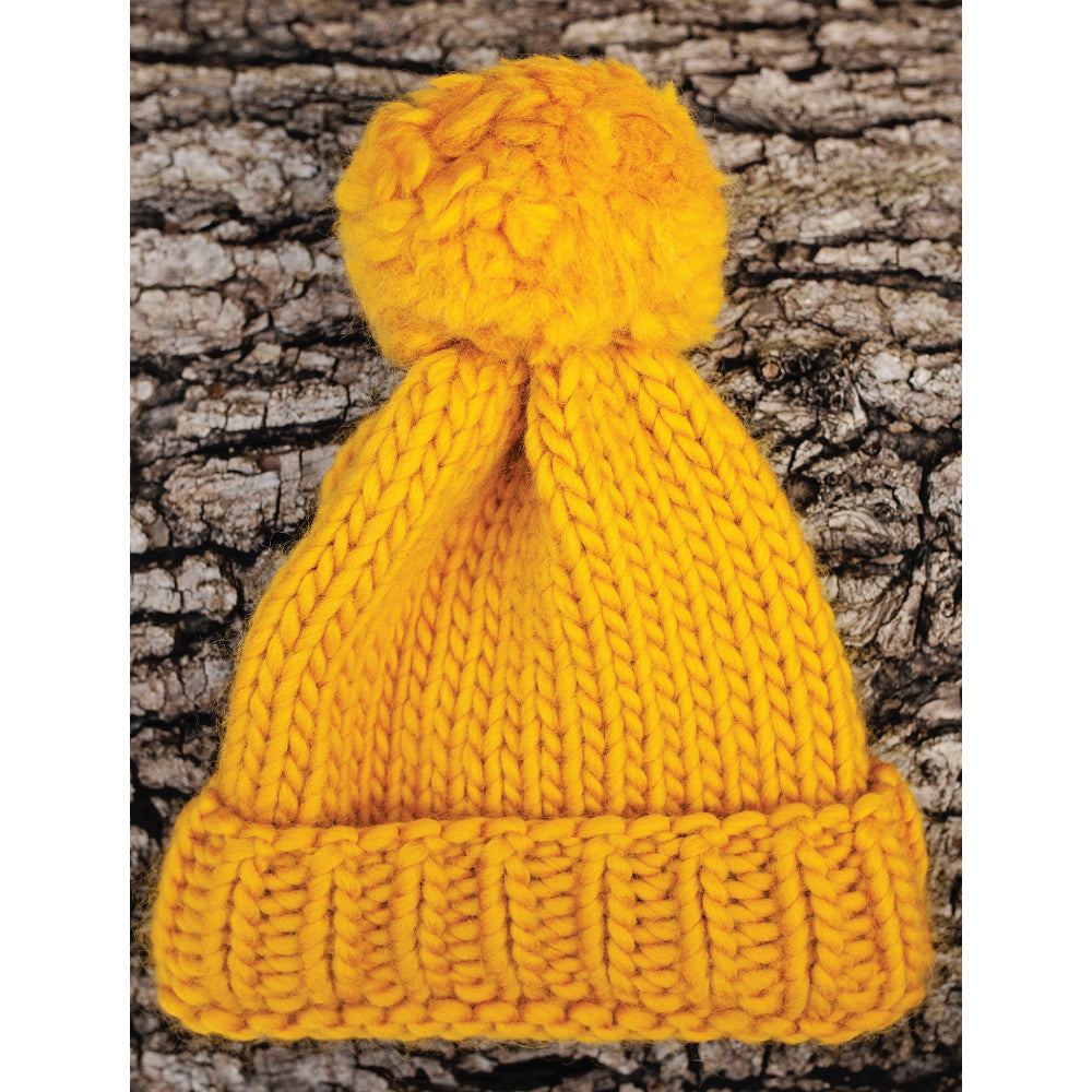 Kids Chunky Knit Merino Wool Bobble Hat -  Mustard