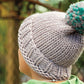 Chunky Knit Merino Wool Bobble Hat - Mink & Mink/Teal