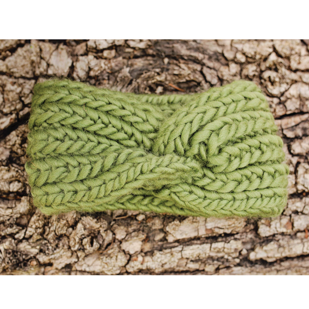 Chunky Knit Merino Wool Headband - Olive
