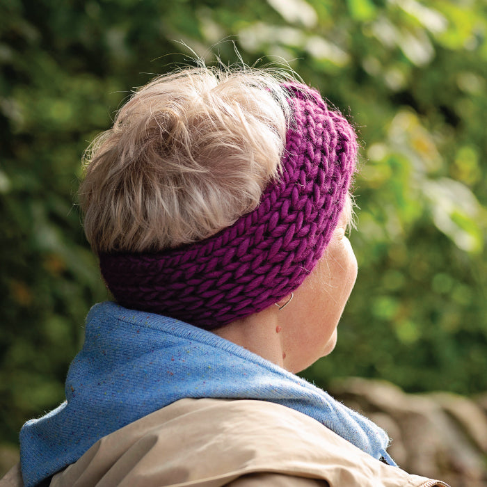 Chunky Knit Merino Wool Headband - Raspberry