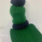 Chunky Knit Merino Wool Bobble Hat - Emerald & Navy