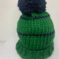 Chunky Knit Merino Wool Bobble Hat - Emerald & Navy Stripe