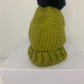 Chunky Knit Merino Wool Bobble Hat - Lichen & Navy