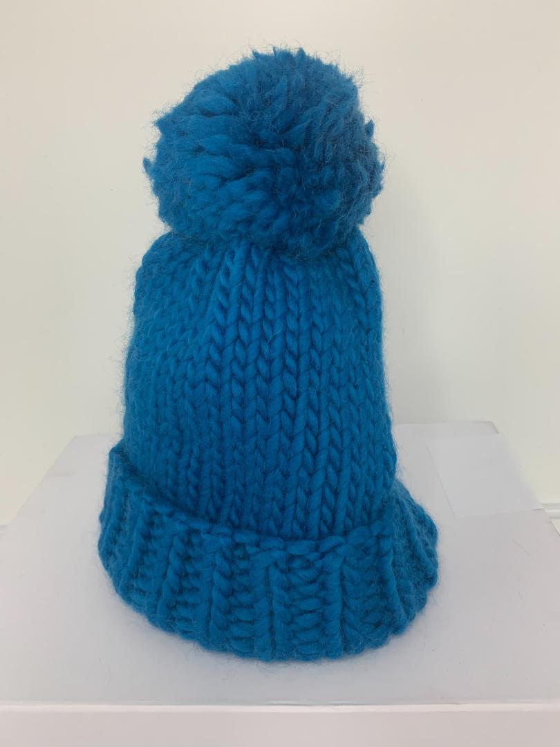 Chunky Knit Merino Wool Bobble Hat - Aquamarine