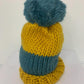 Chunky Knit Merino Wool Bobble Hat - Mustard & Teal