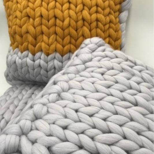 Made-to-Order Chunky Knit Merino Wool Square Cushion