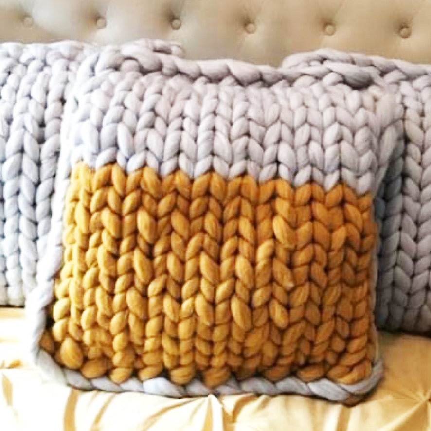 Made-to-Order Chunky Knit Merino Wool Square Cushion