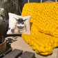 giant chunky knitted blanket in mustard