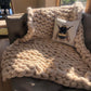 giant chunky knitted blanket in beige