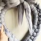 Heart Wreath - Chunky Knit Merino Wool - Ash Grey